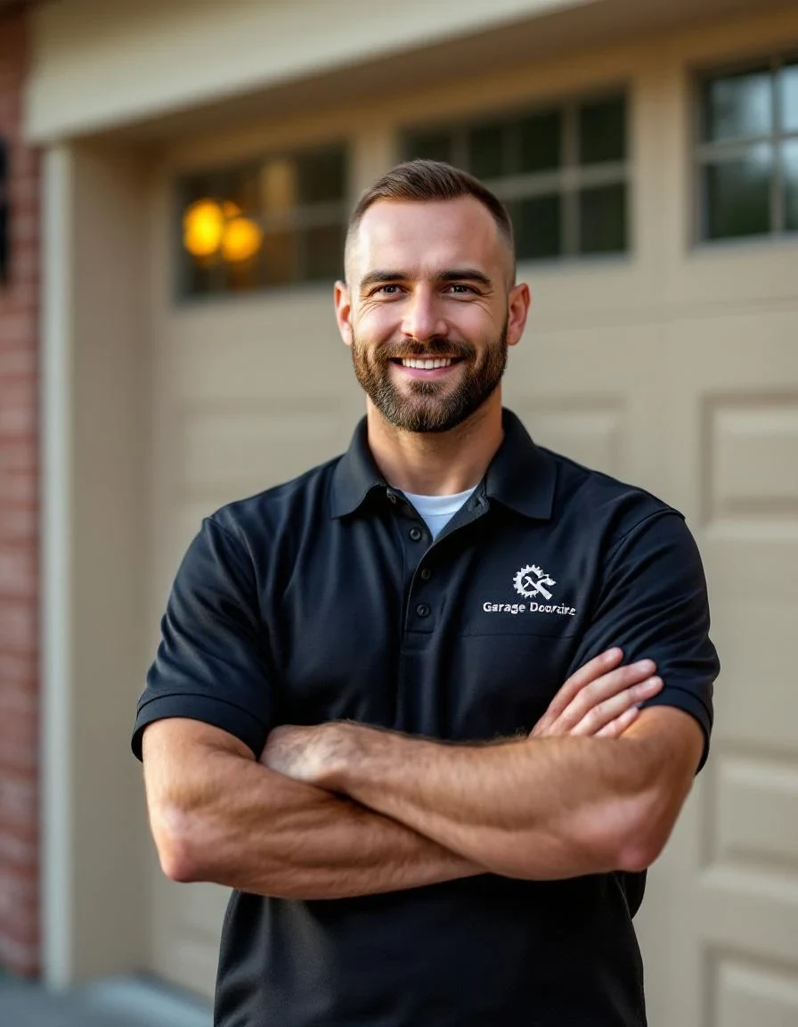 QuickFix technician — clean black polo, professional, friendly smile