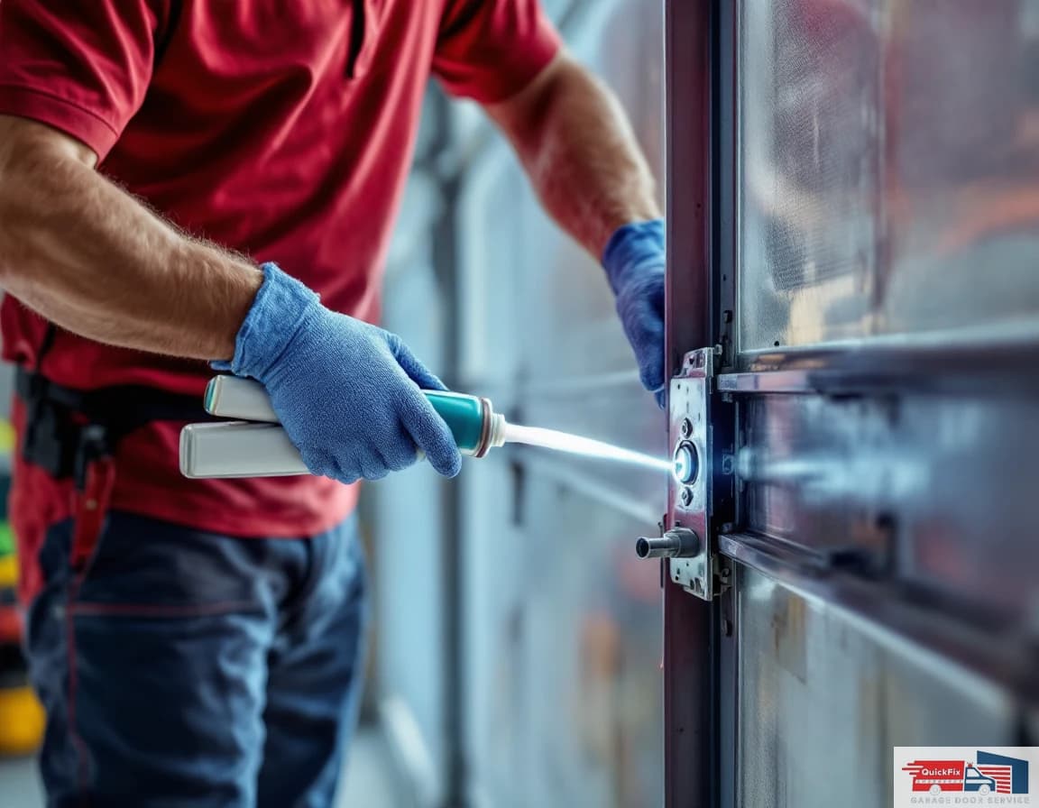 Garage Door Repair — technician completing the repair on site