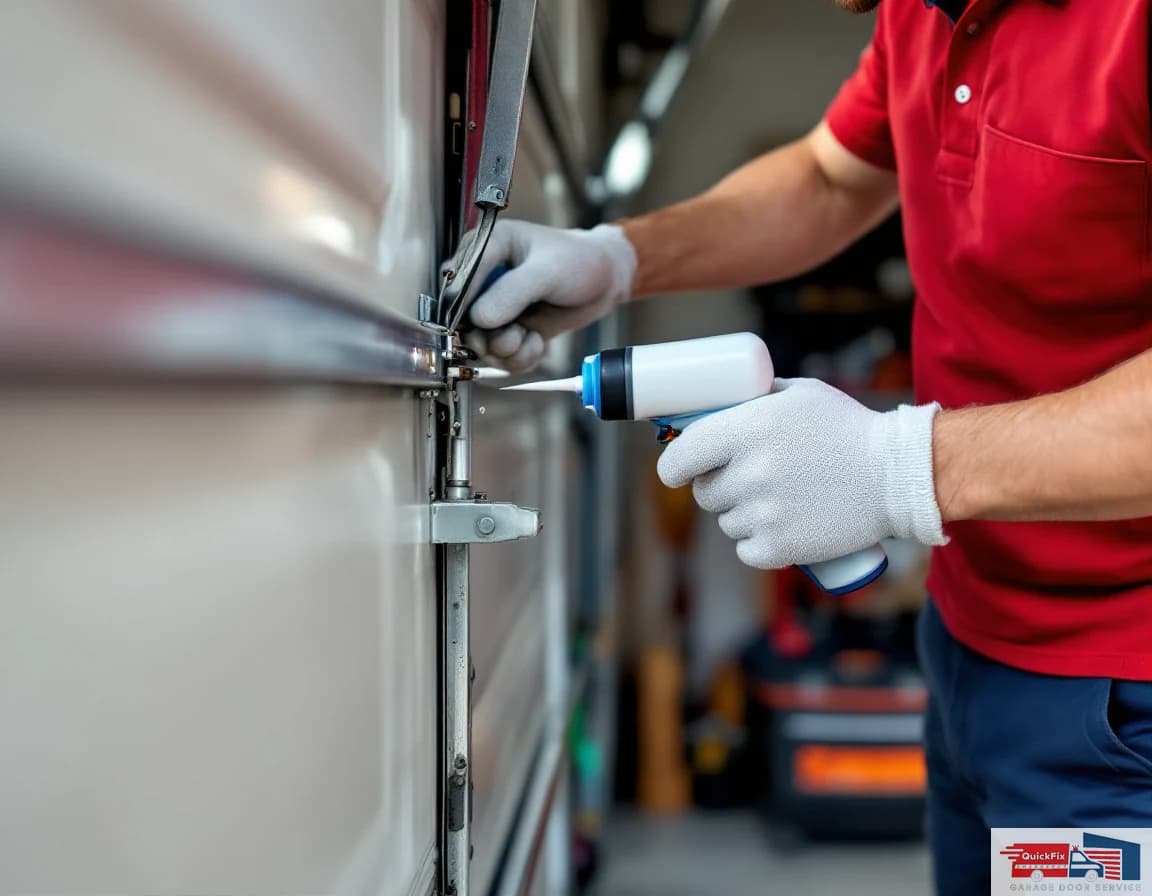 Garage Door Tune-Up & Maintenance — technician completing the repair on site
