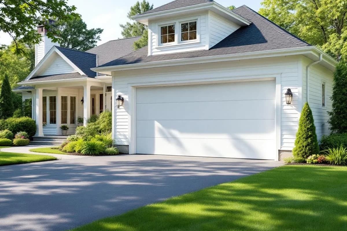 Beautiful new contemporary garage door on a residential home — installed via financing
